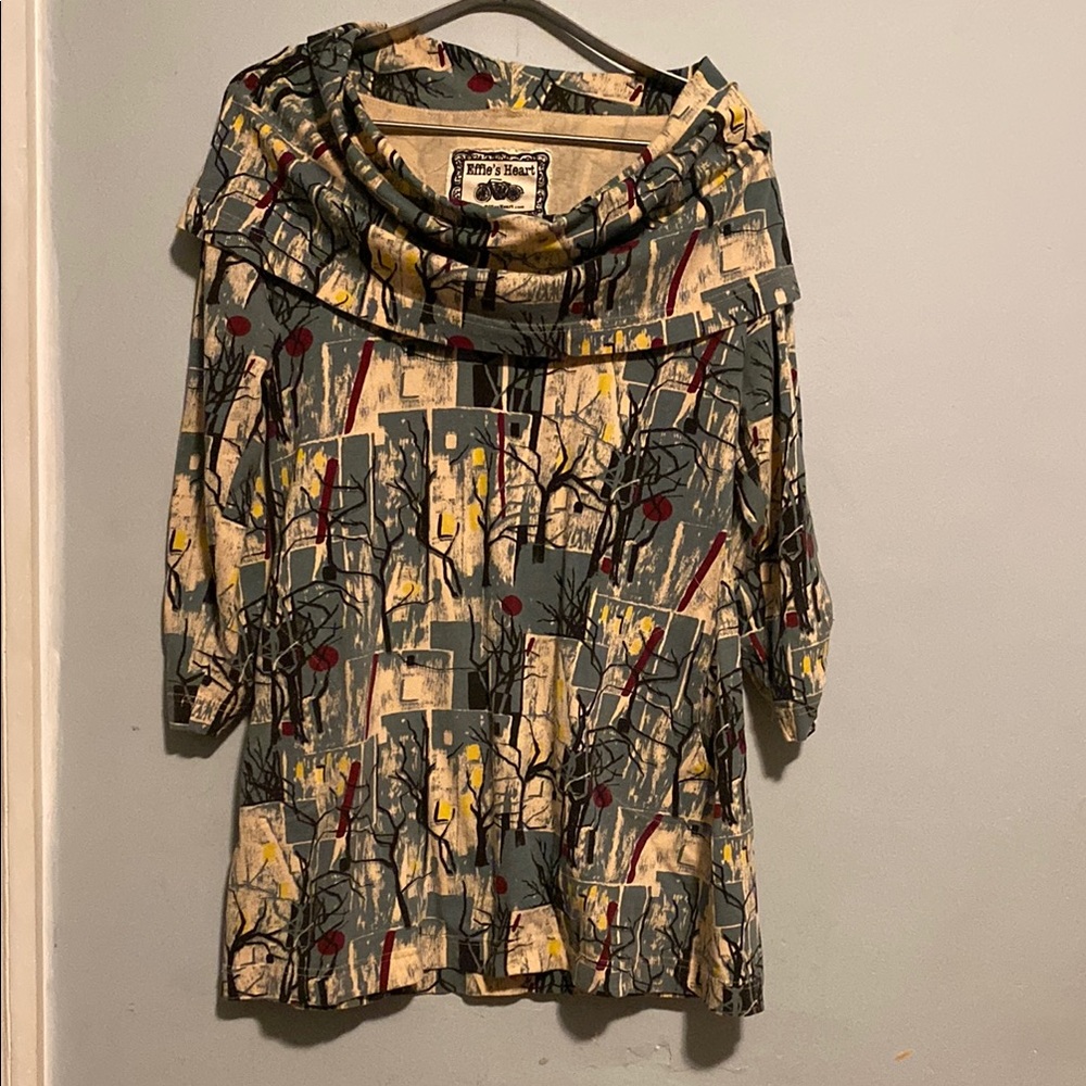 Artistic Cowl Neck Tunic Dress